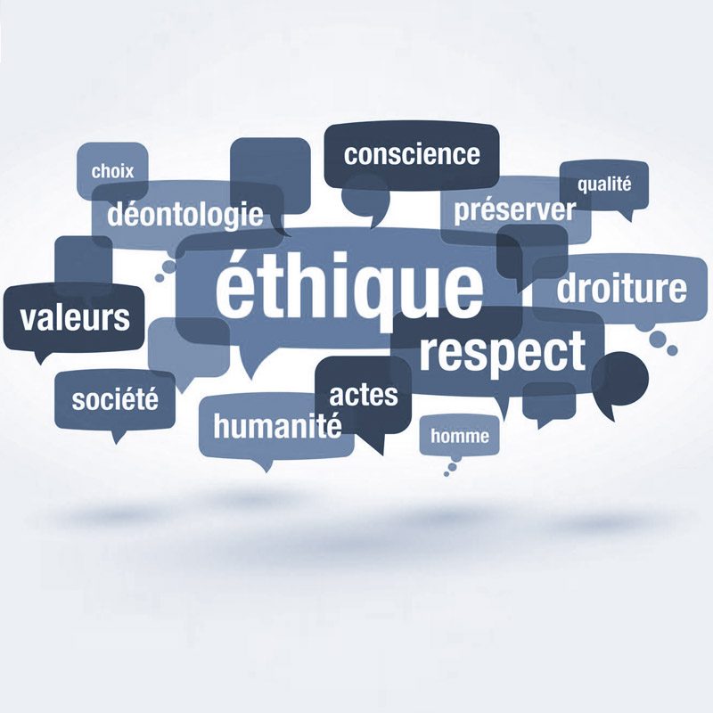 VALEURS ET ETHIQUE Nuage de mots éthique déontologie valeurs choix humaines